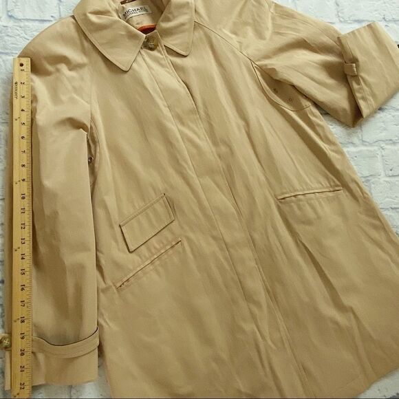 Michael Michael Kors Women’s Tan Full Button Trench Coat Size Large/XL Petite - Picture 12 of 15